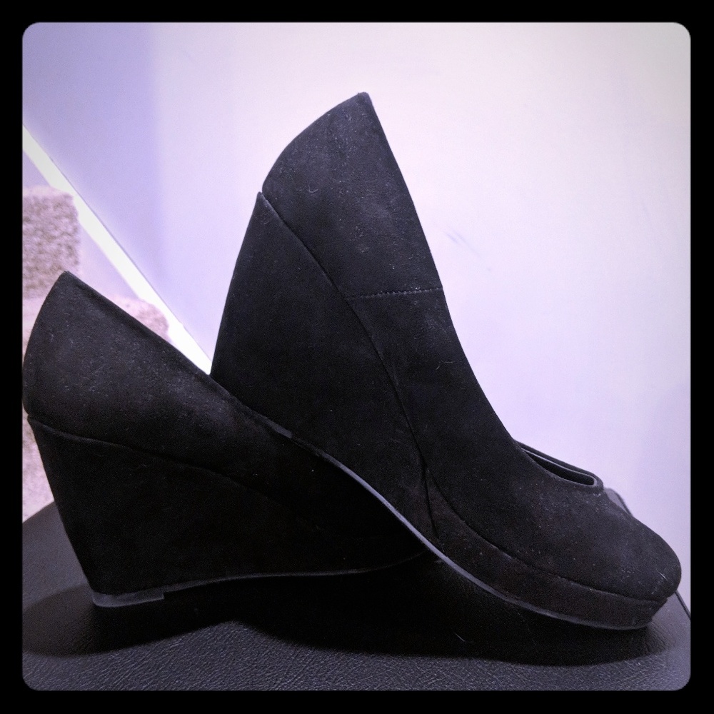Black Suede Wedges High Heel